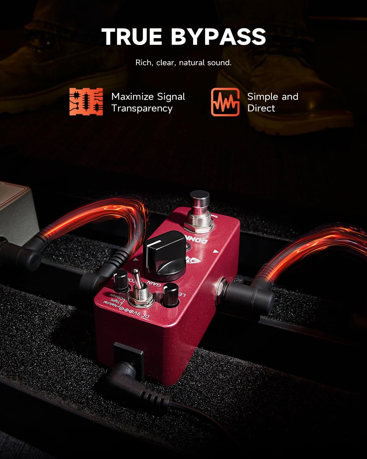 Donner Distortion Guitar Pedal, Morpher Mini mini, Red