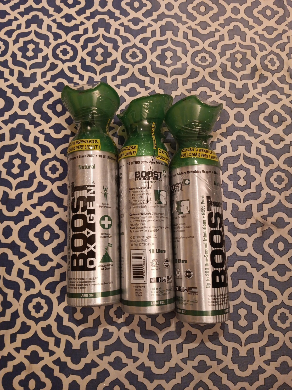 Boost Oxygen Natural Canned Oxygen Canister 10Liter Pack of 3
