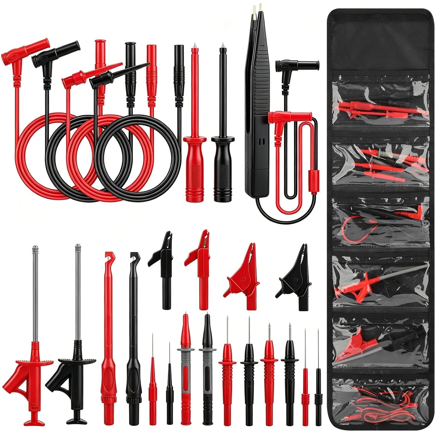 25PCS Silicone Multimeter Leads Kit: Replaceable Wire Piercing Probes, Hook...