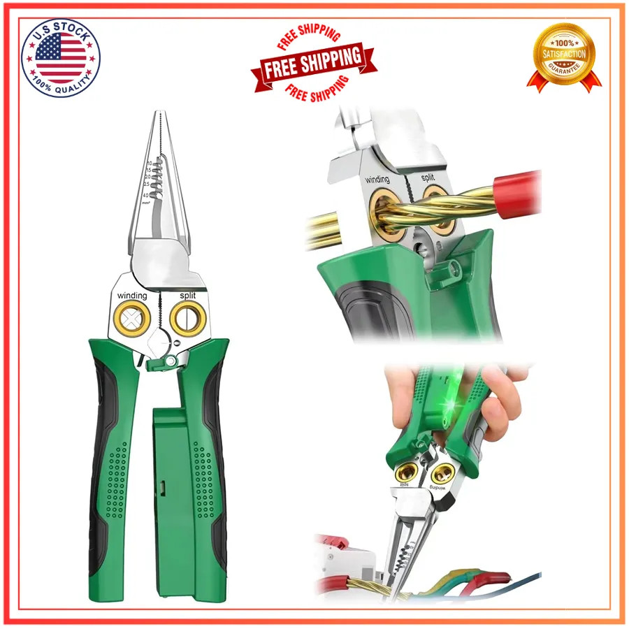 GADO 8-in-1 Wire Stripper and Cutter with 12-250V AC/DC Voltage Tester Tool