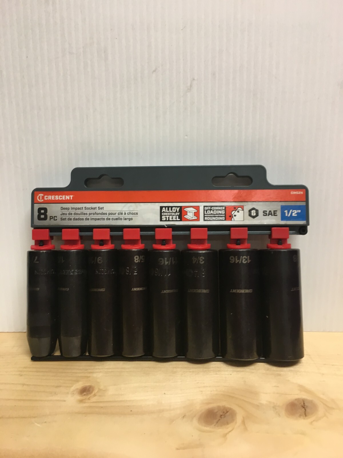 Crescent Assorted in. X 1/2 in. drive SAE 6 Point Deep Impact Socket Set 8 pc
