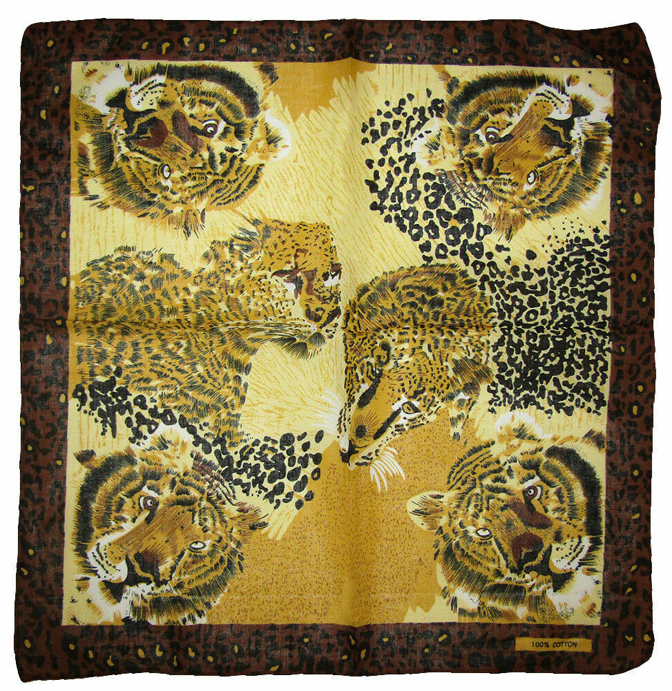 22"x22" Safari Cheetah Lion Tiger Animal Print 100% Cotton Bandana