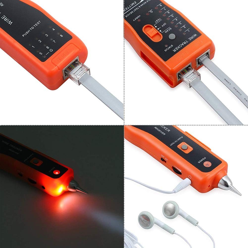 Versatile Wire Tracker for Ethernet LAN RJ45 RJ11 with Earphone & Voltage