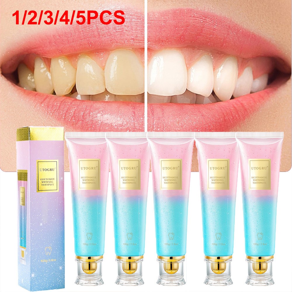 1-5PCS UTOGRU Niacinamide Whitening Toothpaste for Radiant White Teeth Care 100G