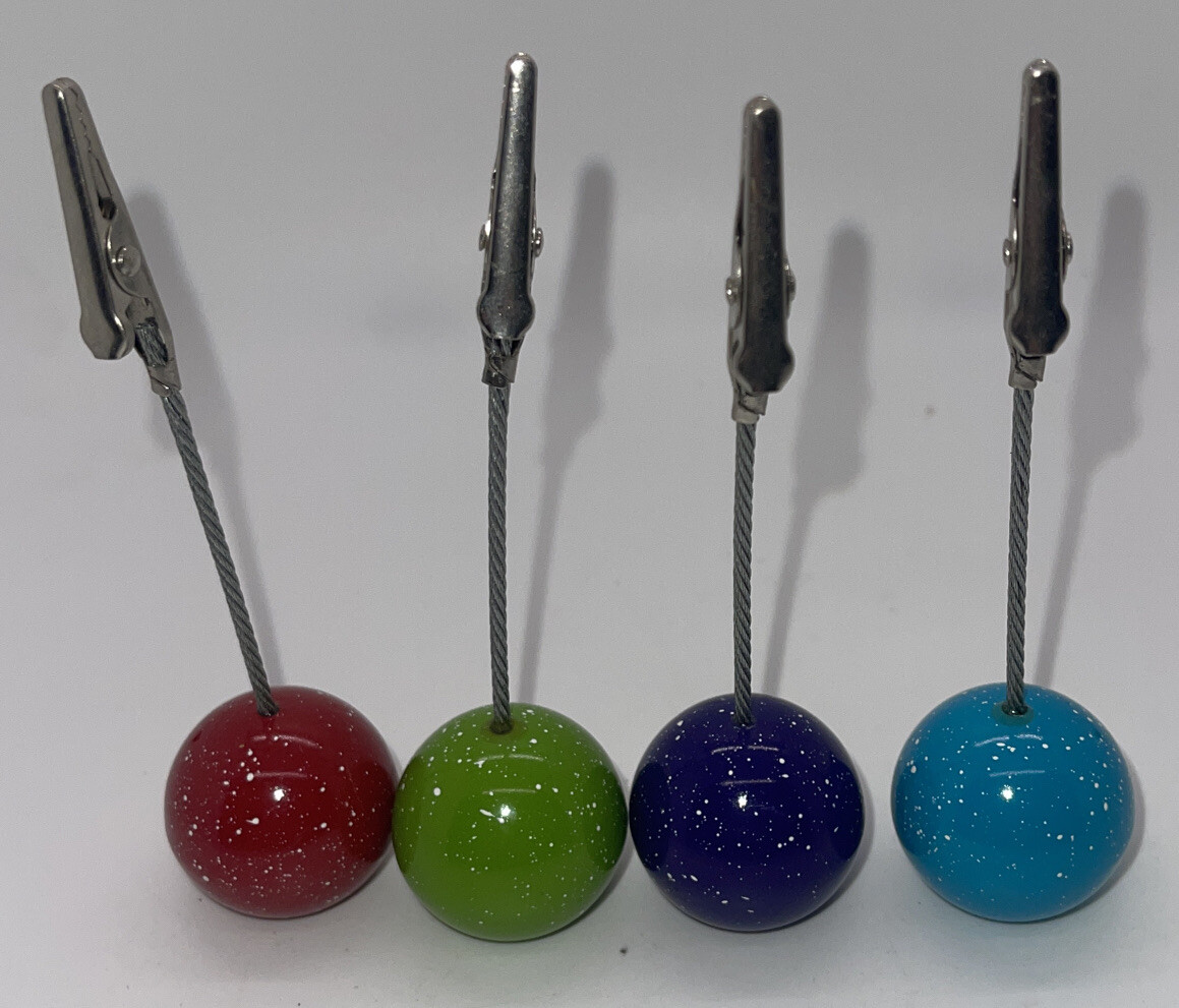 Crate & Barrel Place Card Holders, 4 Count Speckled Round Primary Colors