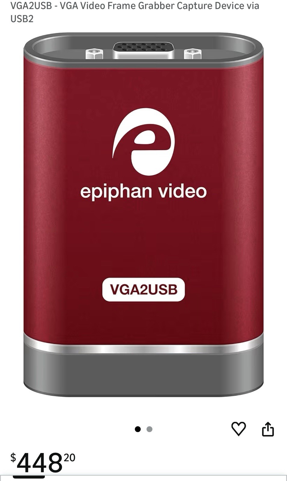 External VGA Capture Device - Epiphan VGA2USB