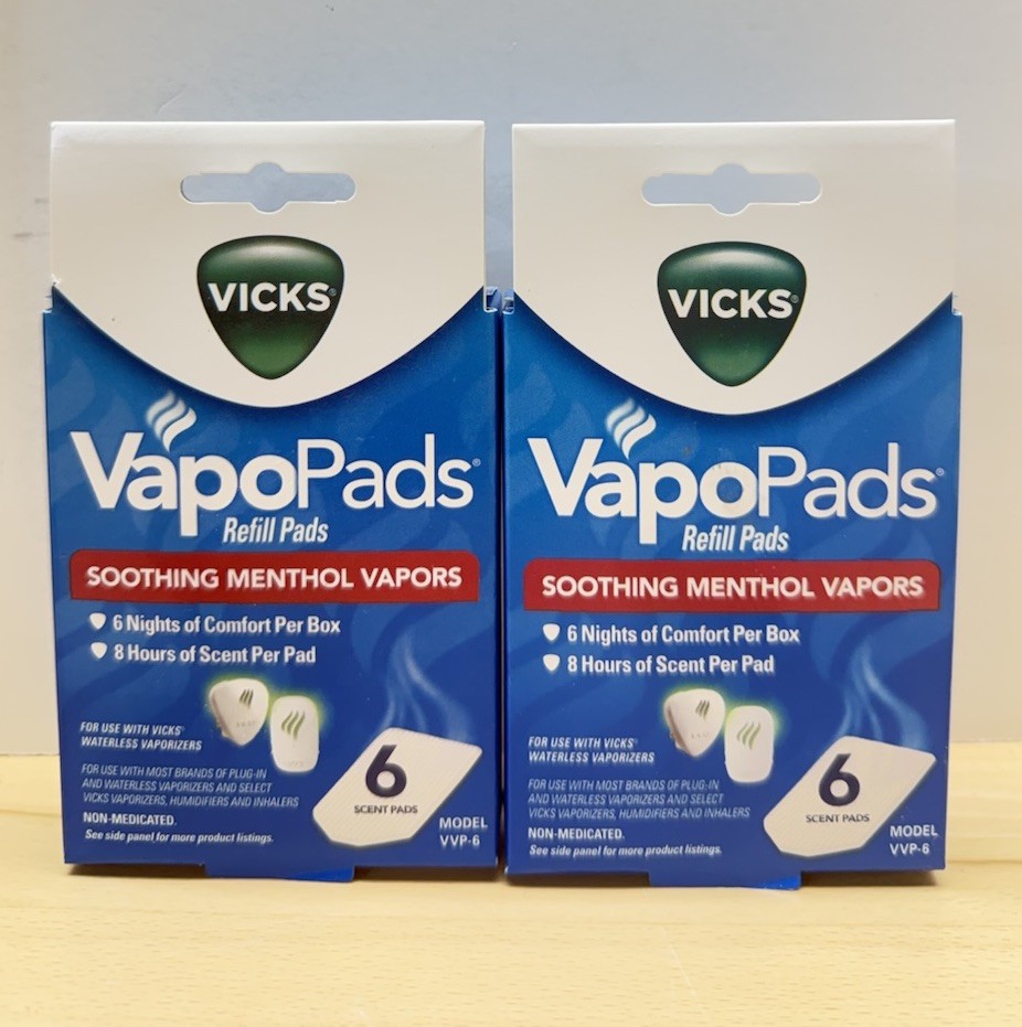 VICKS VAPOPADS REFILL VAPROIZER WATERLESS  SOOTHING MENTHOL VAPORS 6CT Lot Of 2