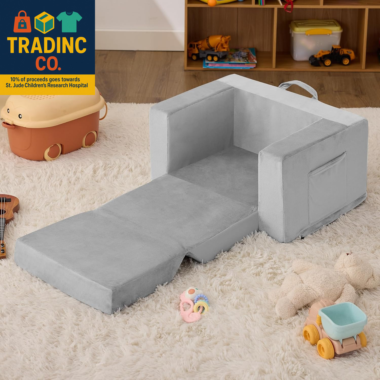 Kids Couch, 2-In-1 Toddler Chair Comfy 1-3 Years Old, Convertible Kids Chair, To