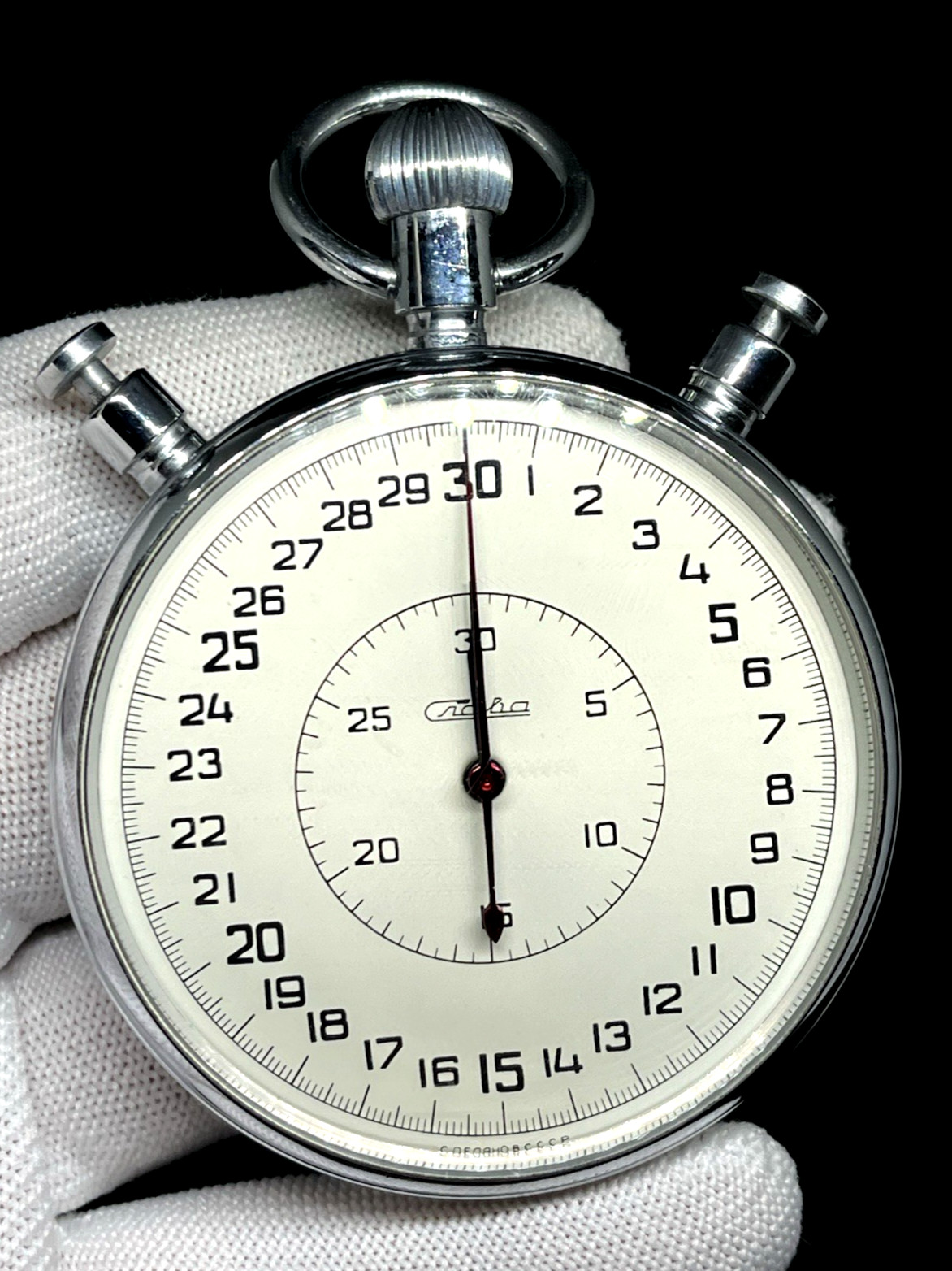 Vintage Working Soviet Mechanical Stopwatch Split-Slava Chronometer 3-Button