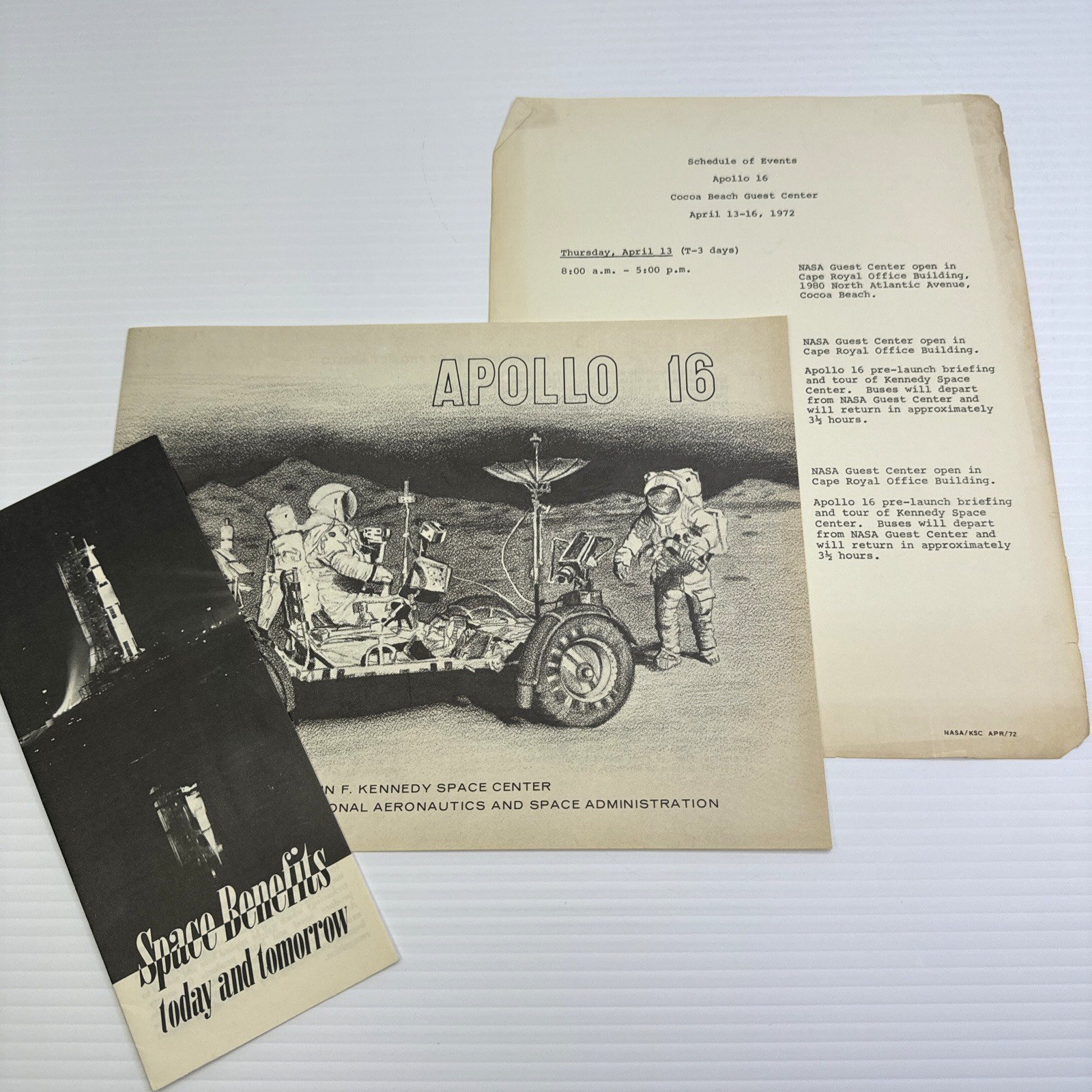 Apollo 16 Launch 1972 Travel Souvenir NASA John F. Kennedy Space Center Set 2
