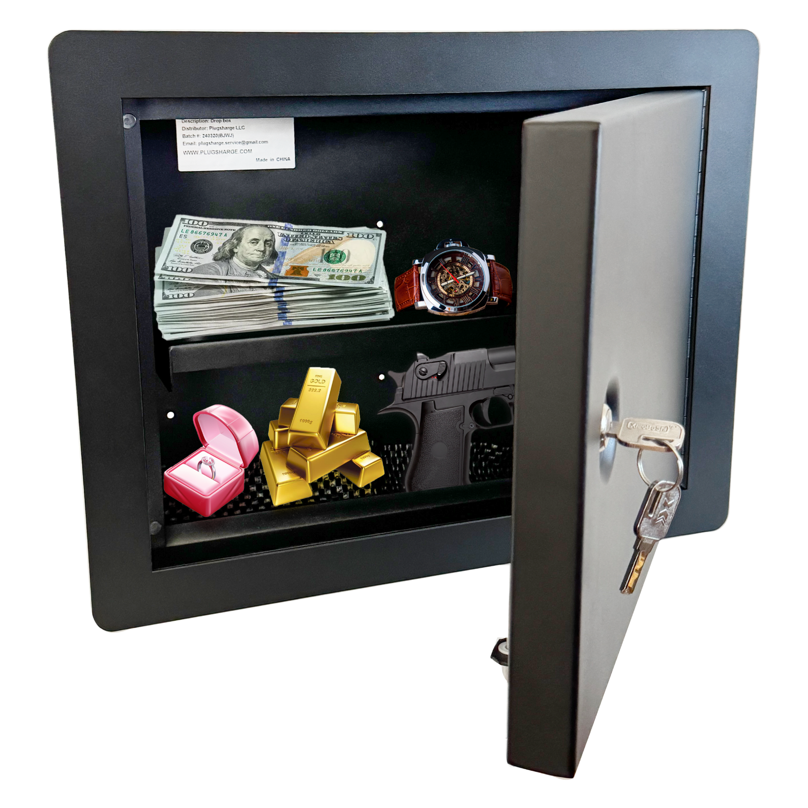 Heavy-Duty In-Wall Safe with Key Lock for Secure Storage, Wall Safe Box
