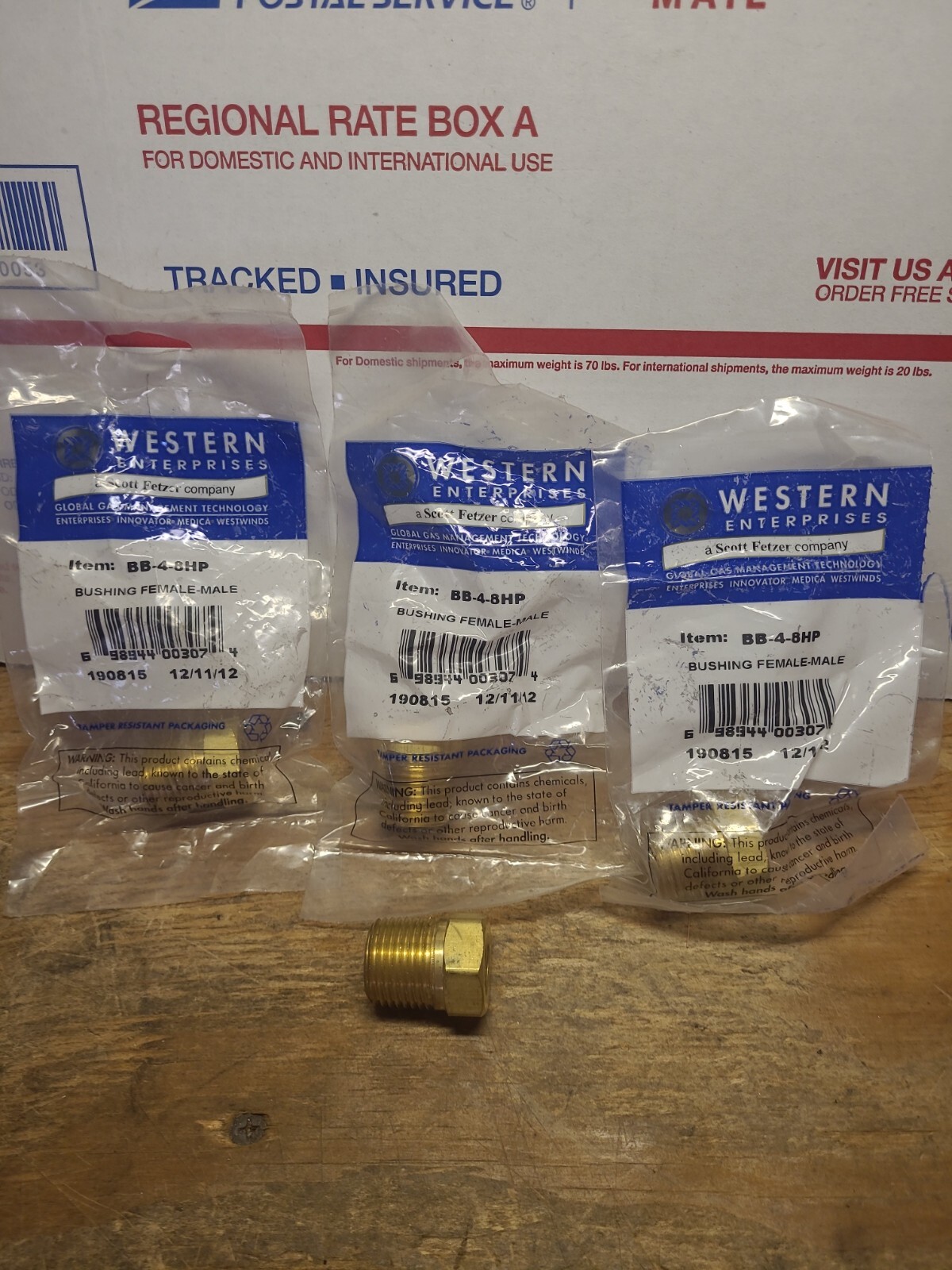 Western Enterprises  Adaptor Female to Male Brass Bushing..1/4" × 1/2"..LOT OF 4