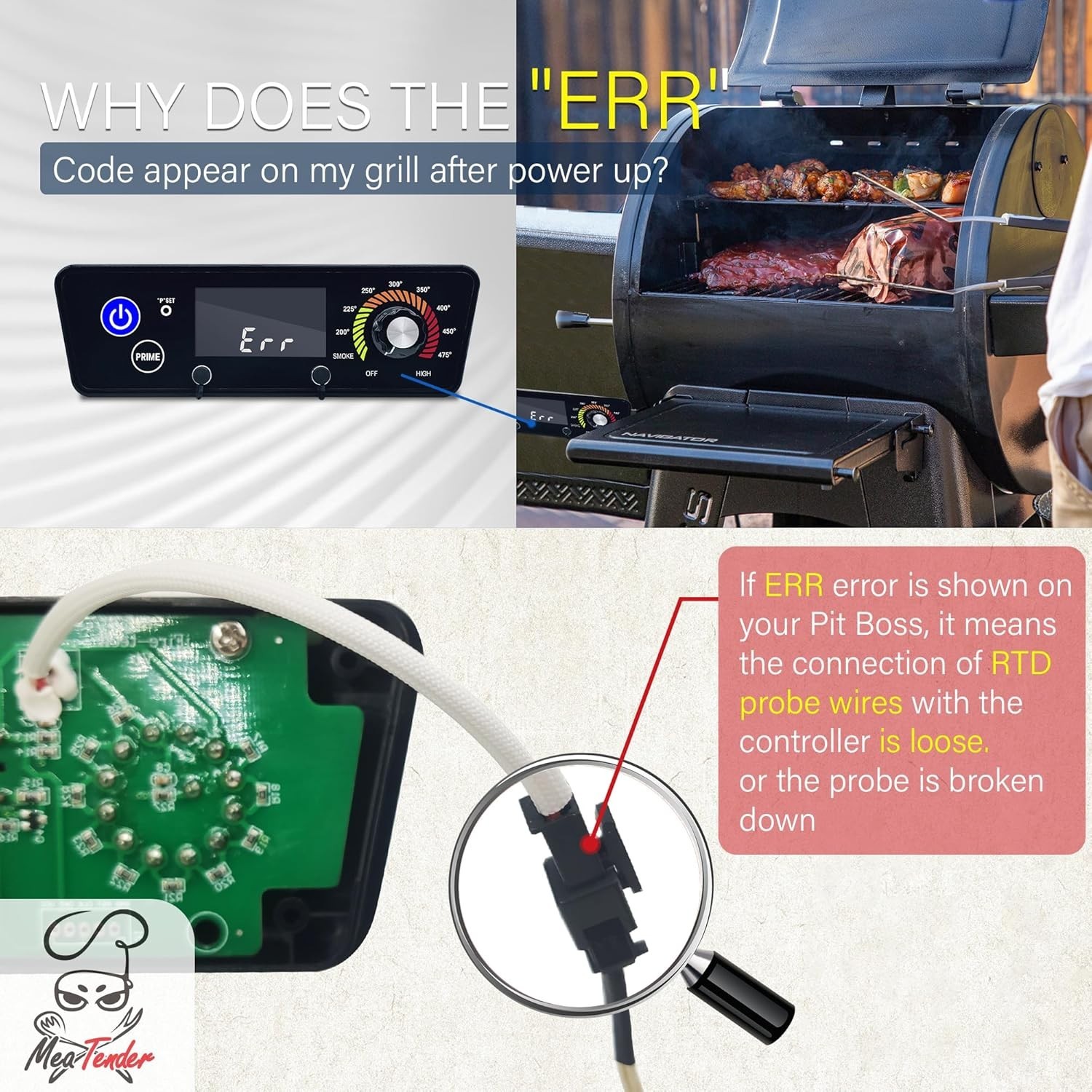 RTD Probe Sensor Replacement for Pit Boss Grill and Smoker, Internal Grill Pr...