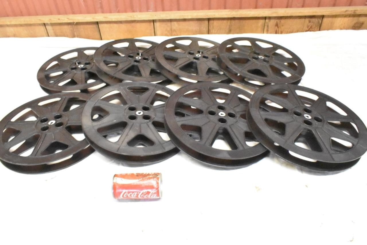 Lot of 8 Vintage Hollywood Film 35 mm Movie Theater Film Reels 14.5"