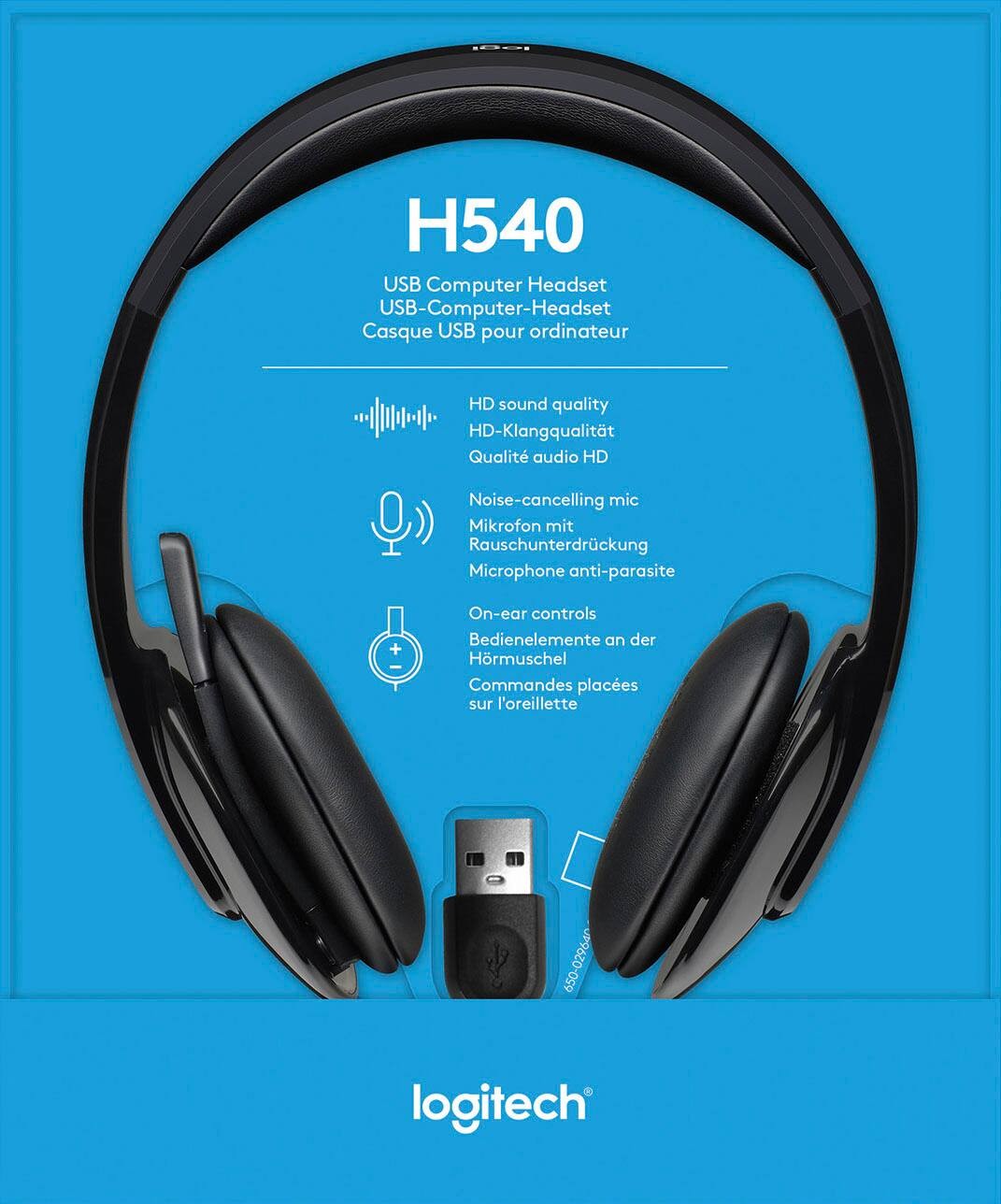 Logitech - H540 Wired On-Ear Headset - Black