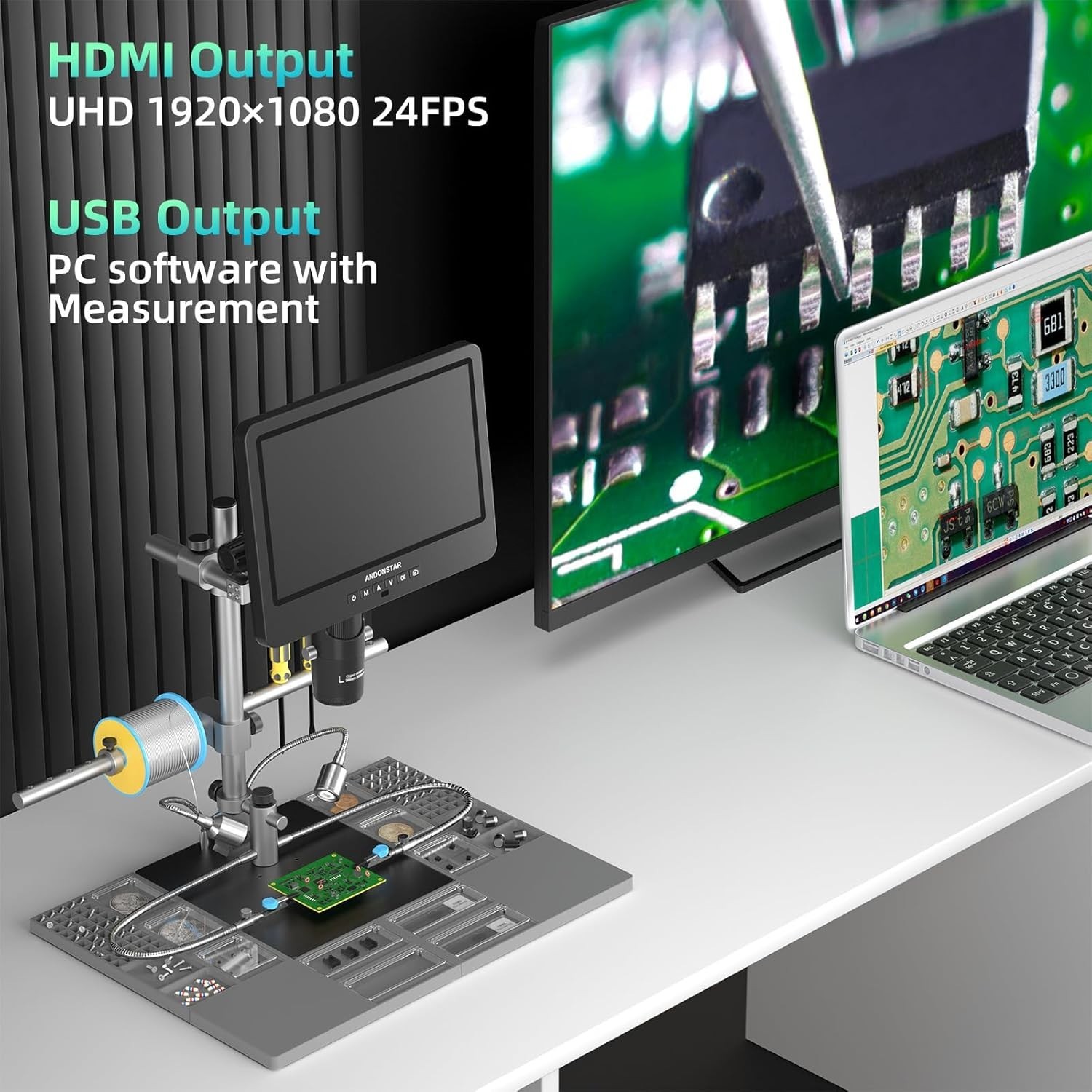AD249S-M Plus 10.1'' HDMI Soldering Digital Microscope for Electronics Repair...