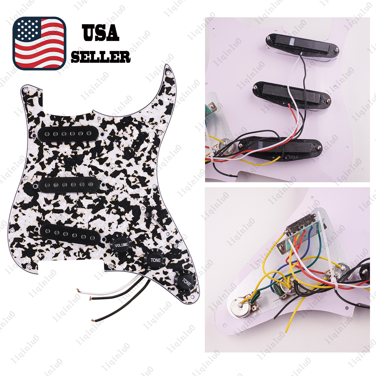 Prewired-Loaded SSS Pickguard Ceramic Pickups For ST Black&White Leopard&Black