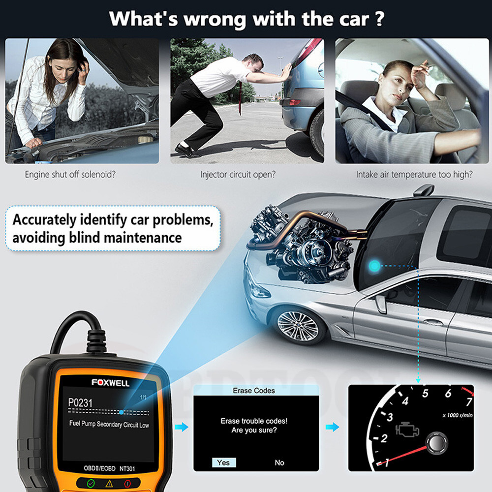 Foxwell NT301 OBD2 Automotive Scanner Diagnostic Tool Check Engine Code Reader