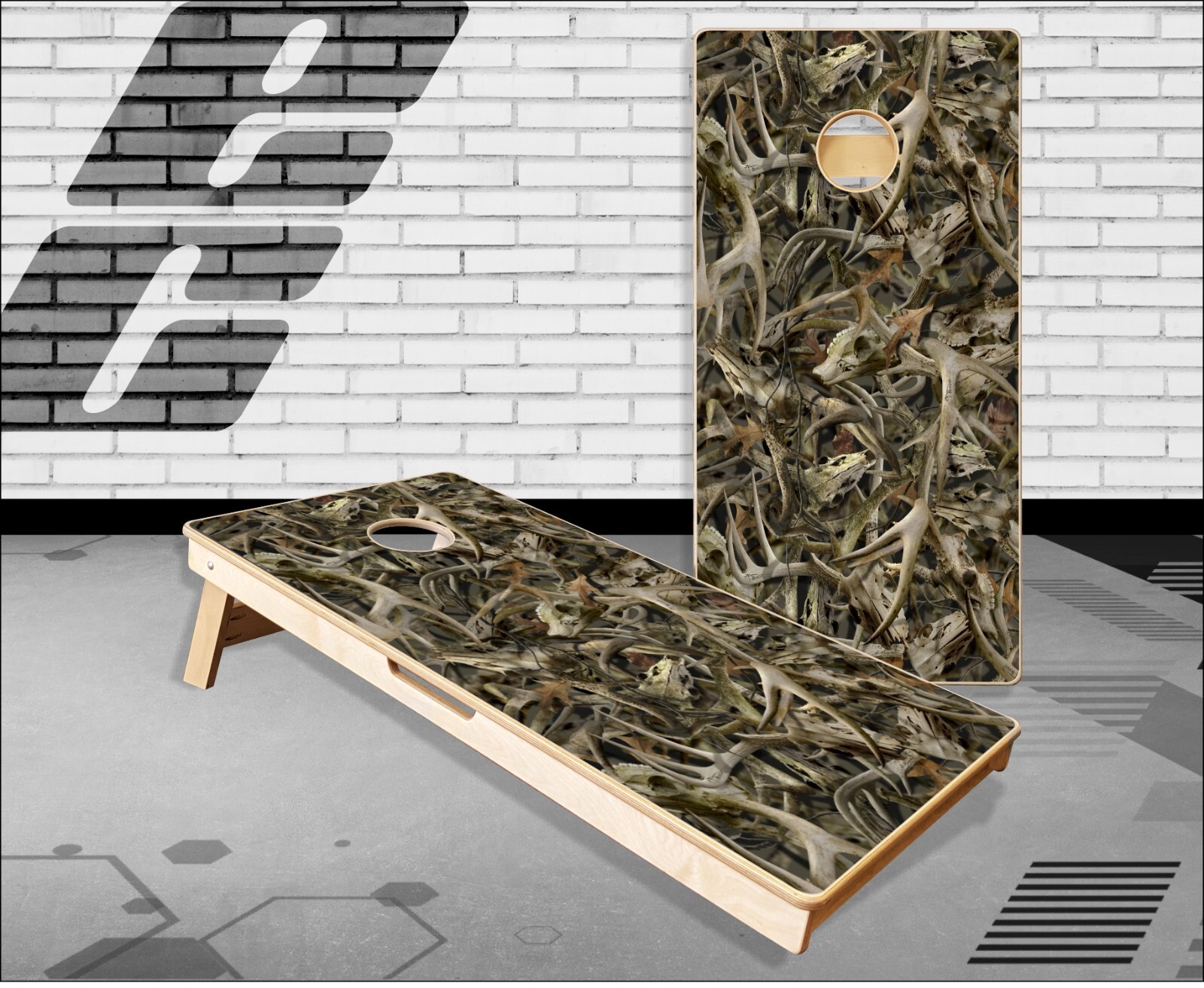 Deer Skull Camo Cornhole Boards Bean Bag Toss Game