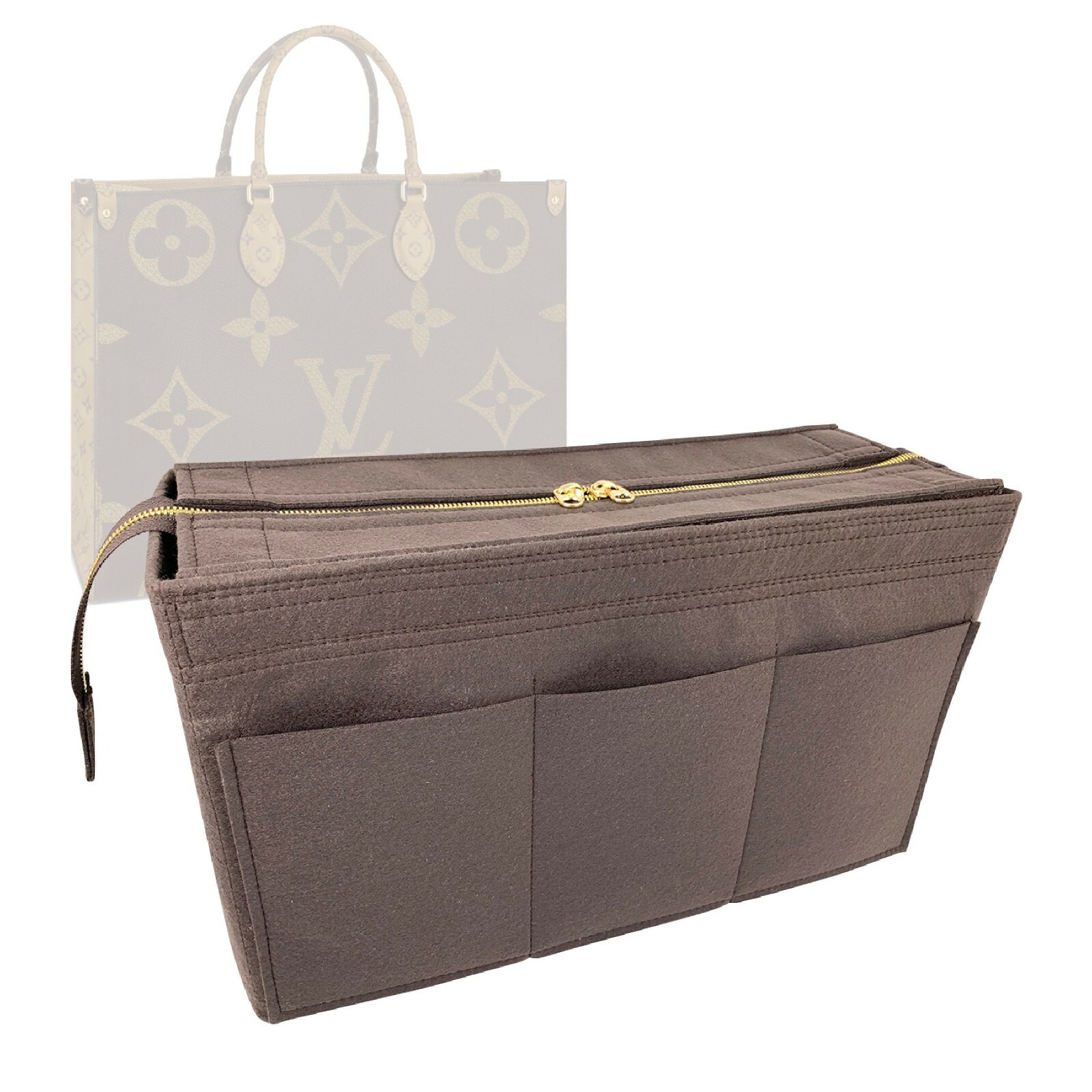 Bag Organizer for Louis Vuitton Onthego GM Tote (Detachable Zipper Top Cover)