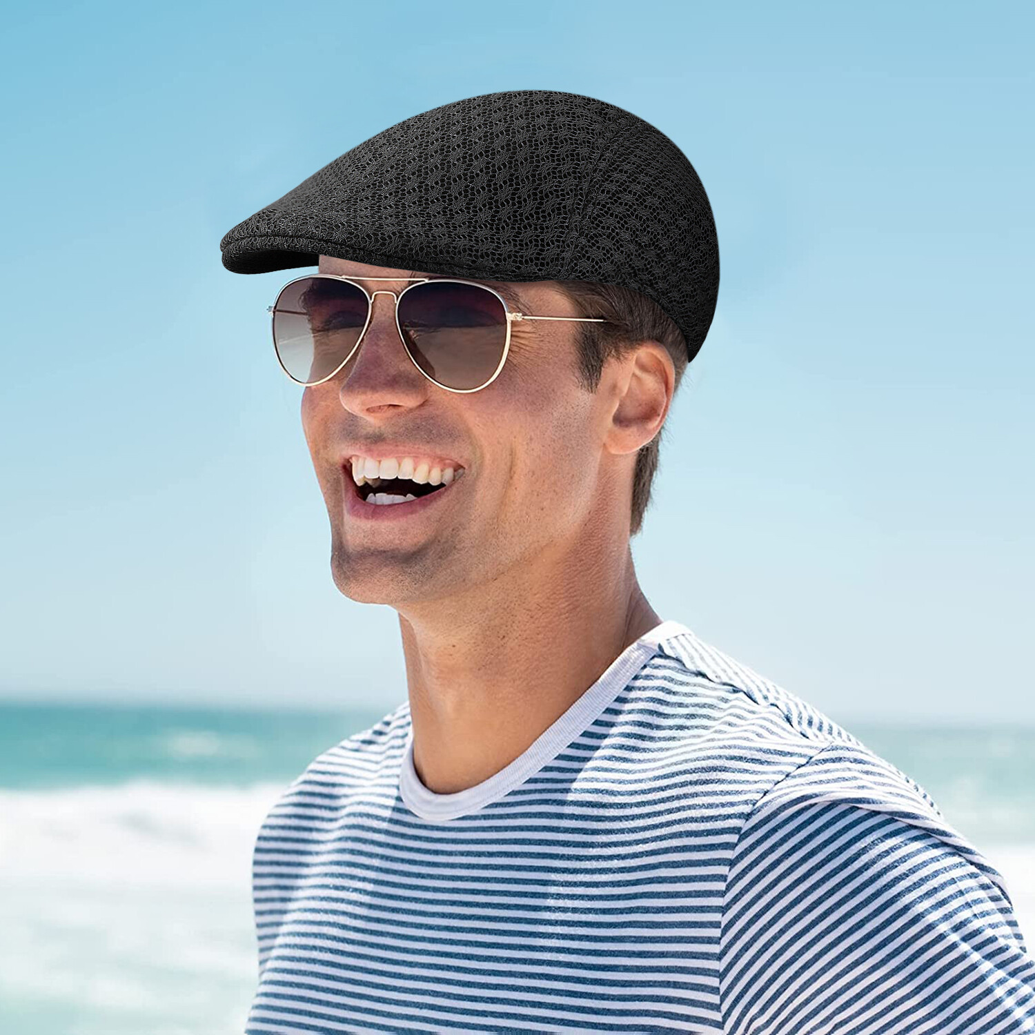 British Mesh Breathable Beret Golf Driver's Cap Casual Gentleman Vintage USA