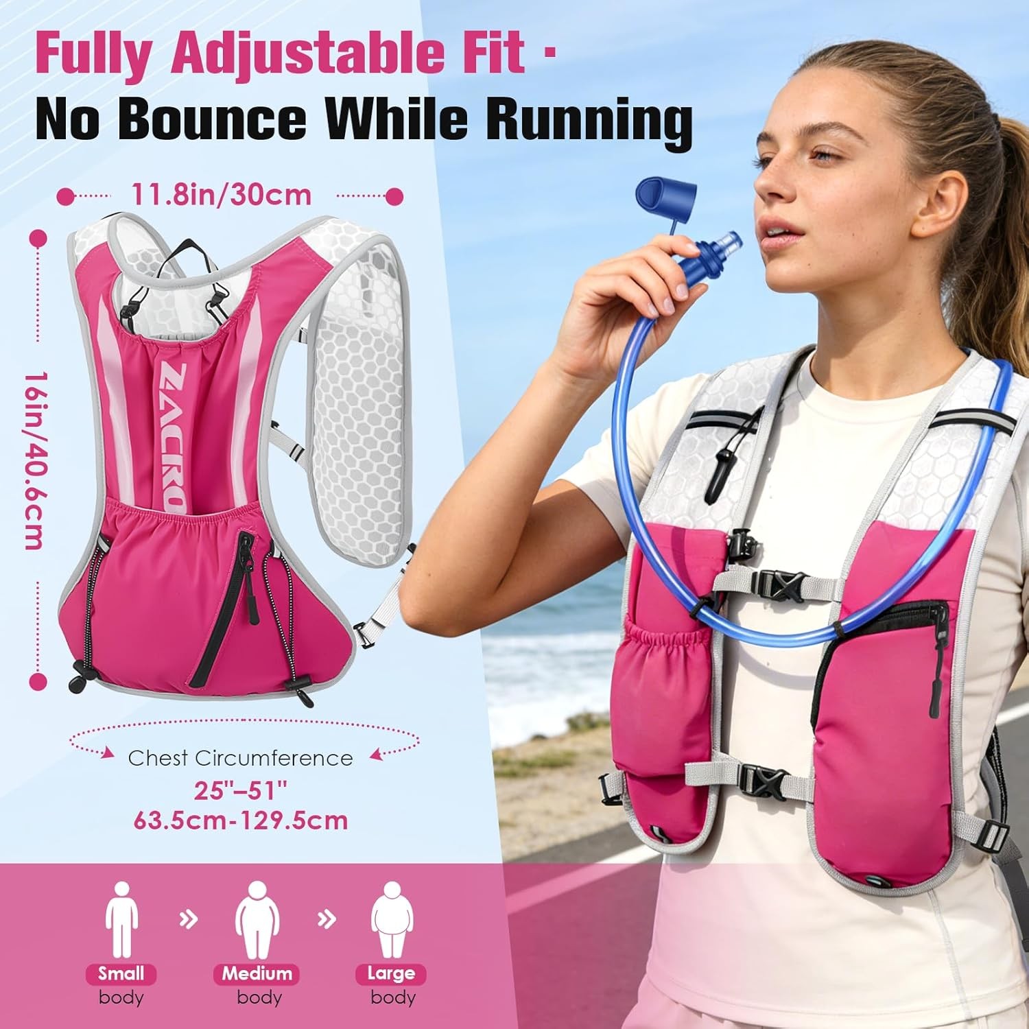 Running Hydration Vest Backpack 2L Water Bladder Hiking Cycling Pack