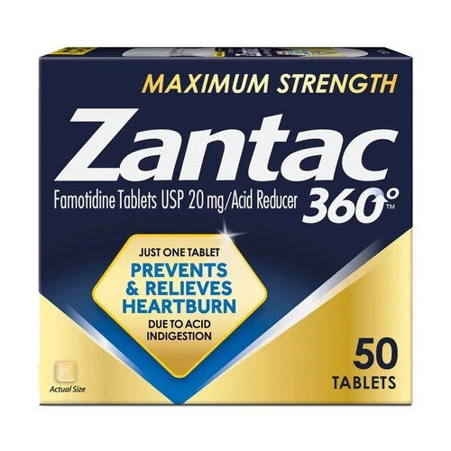 360° Maximum Strength 50 Tablets - Acid Reducer Zantc Exp 7/26