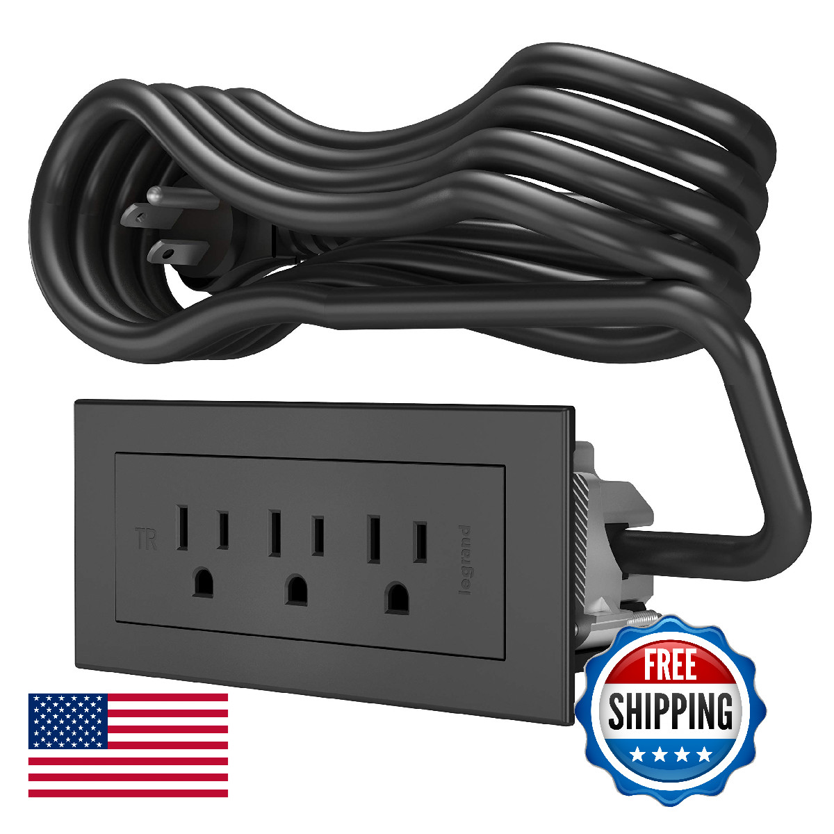Legrand Wiremold RD3RBK10 Radiant Recessed Furniture Power Center Strip