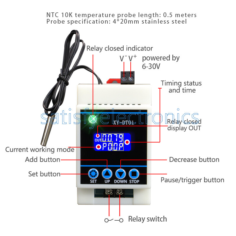 DT01 Temperature Controller Panel Digital Display Panel 30A NTC 10K Probe