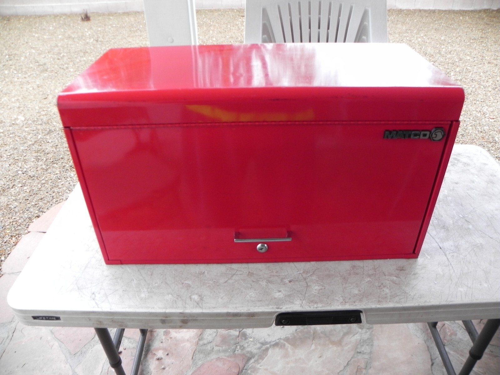 Matco Tools 4 Drawer Heavy Duty Flip Top Chest Fire Red 2 Keys (Super Rare)