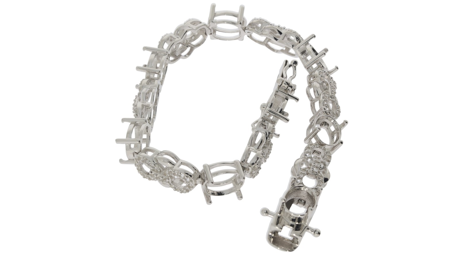 Sterling Silver Semi Mount Bracelet Setting Oval OV 9x7mm