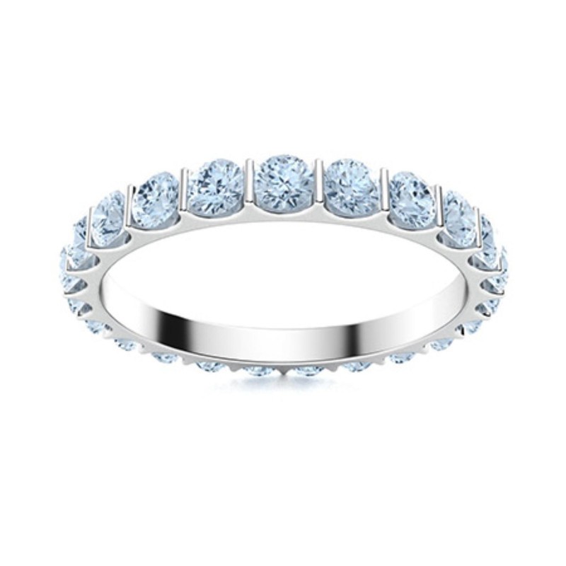 Sterling Silver Round Natural Aquamarine Boho Full Eternity Ring Jewelry