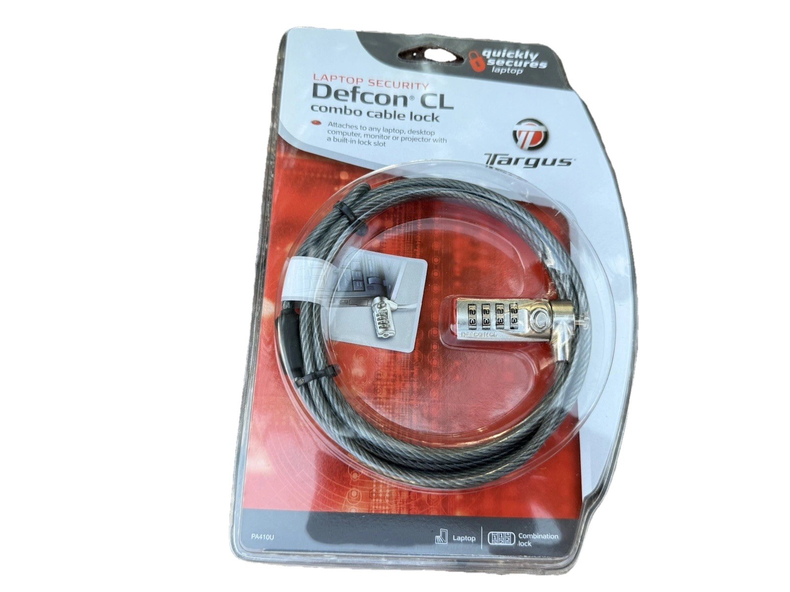 Targus Defcon CL Laptop, Desktop Monitor Security Combination Cable Lock PA410U