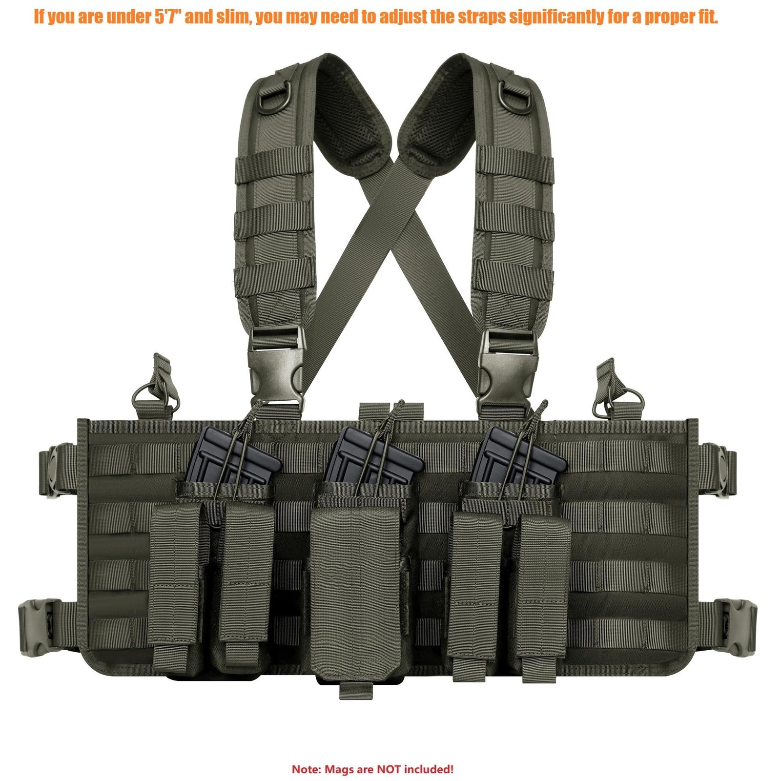 Chest Rig with Removable Mag Pouches Customizable MOLLE Panel Modular Gear Ca...
