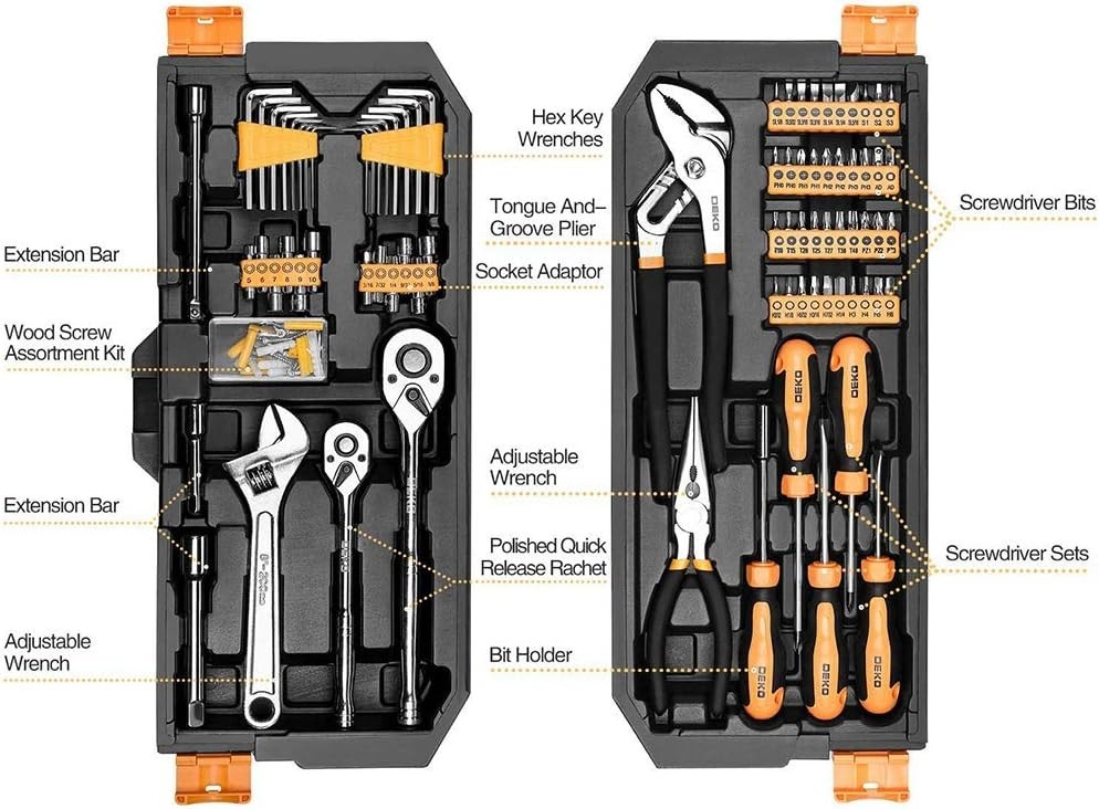 192 Piece Mechanics Tool Set Socket Wrench Set Plastic Storage Case W/ Auto