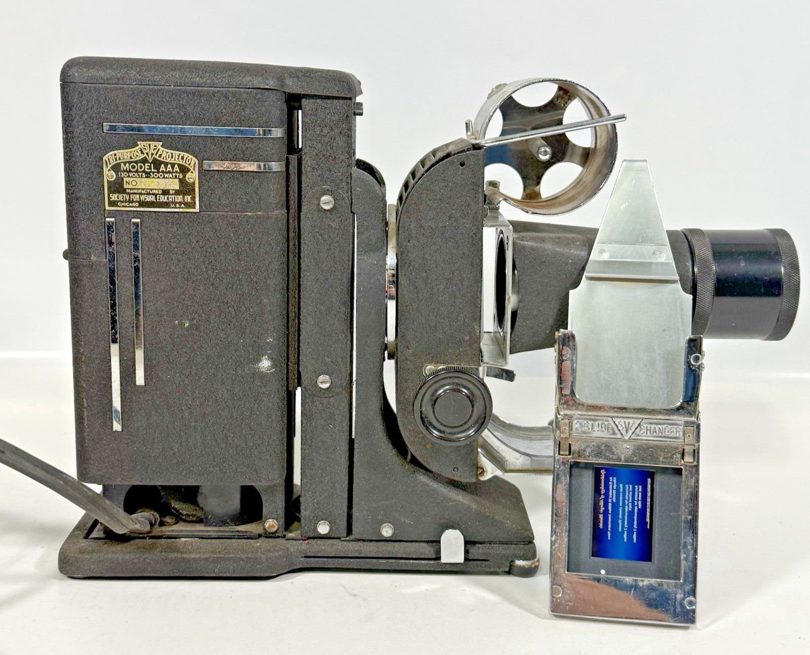 SVE Tri-Purpose Projector Model AAA Vintage 300W Black Slide Filmstrip With Case