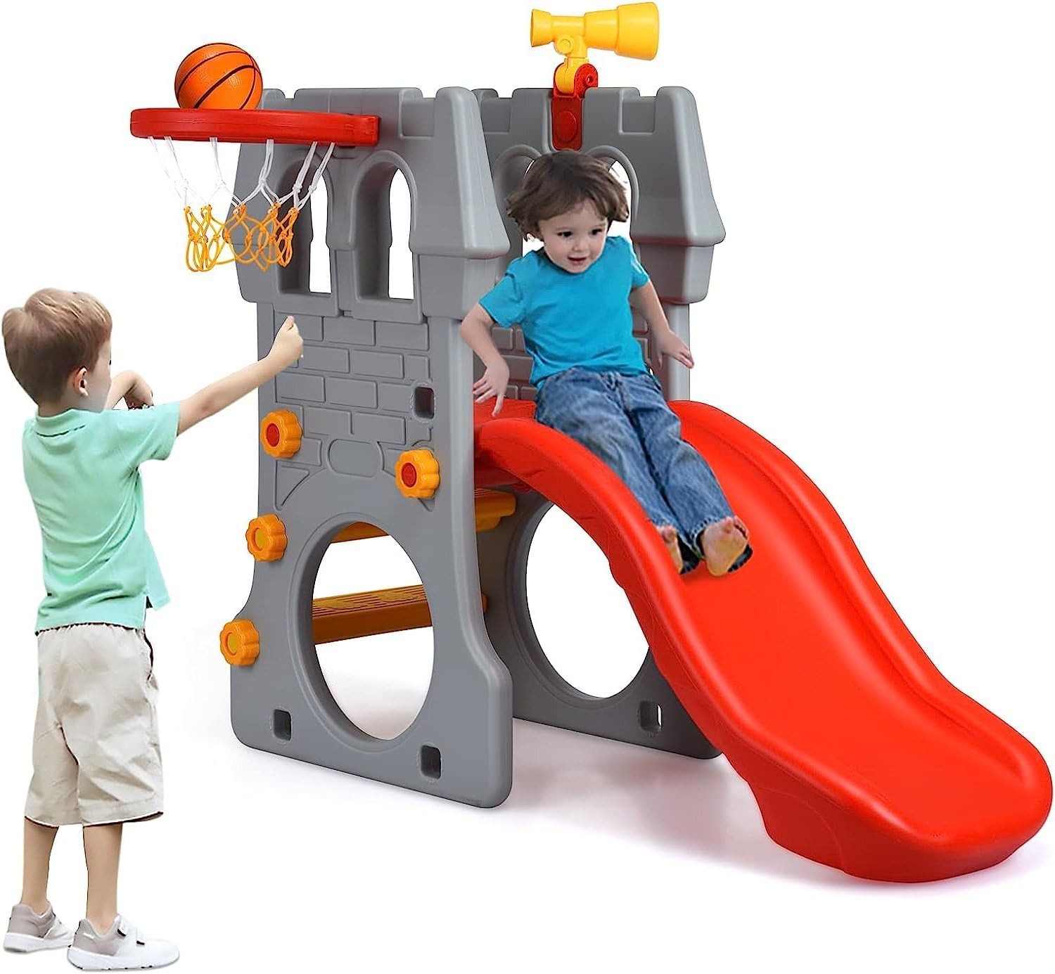 5 in 1 Toddler Slide with Basketball Hoop