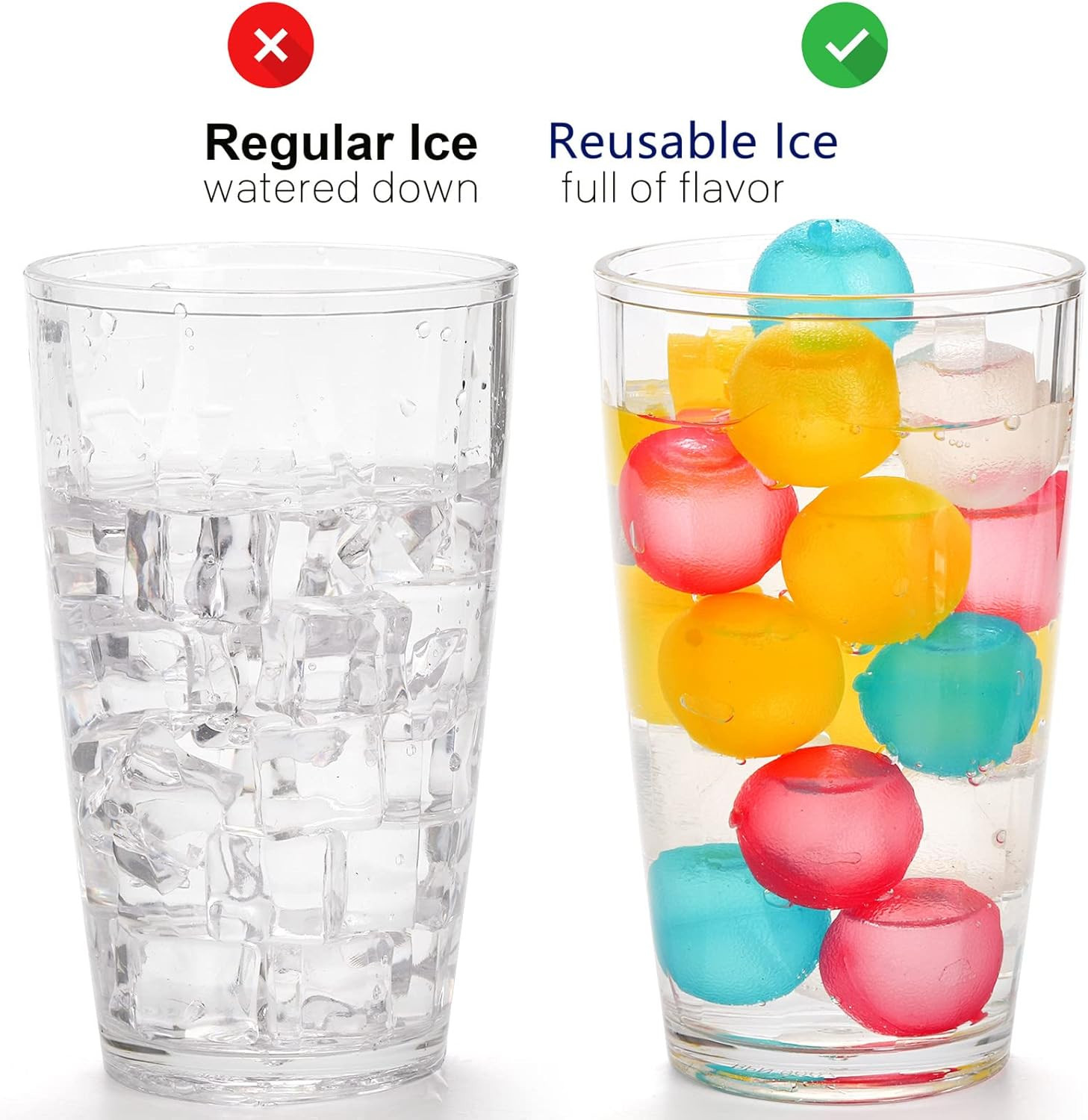 200 Pack Reusable Ice Cubes for Drinks, Colored Plastic, round for Cocktails, Wi