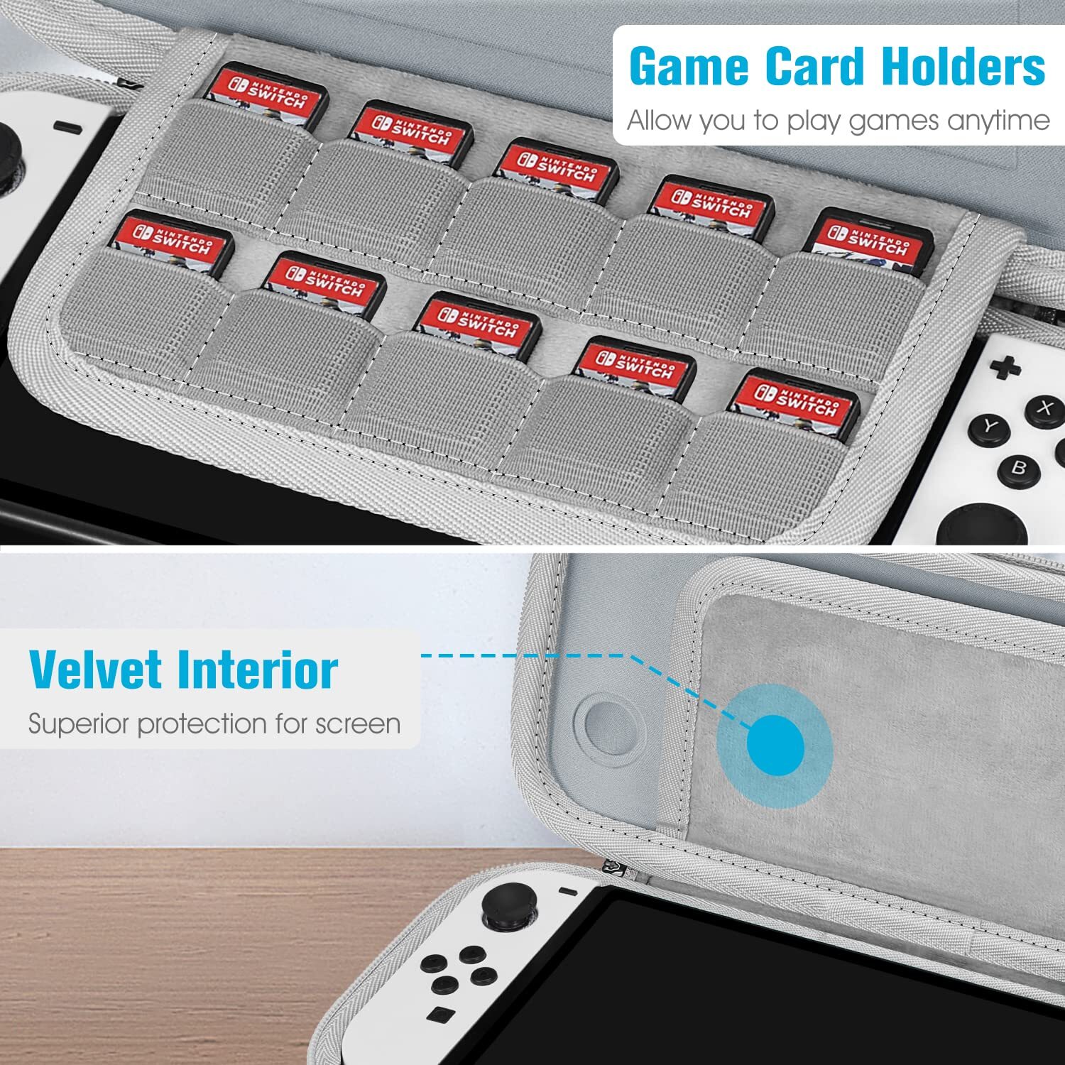 Slim Carrying Case for Nintendo Switch OLED Model 2021/Switch 2017 Storage Bag