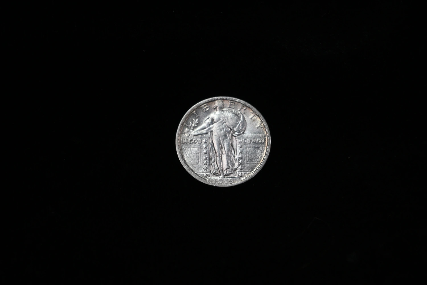 1919-D 25c Standing Liberty Silver Quarter - Cleaned