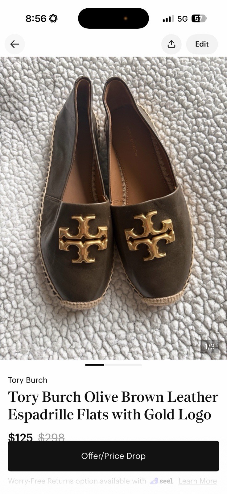 Tori Burch Brown Flats Espedrille Shoes Brand New Women's