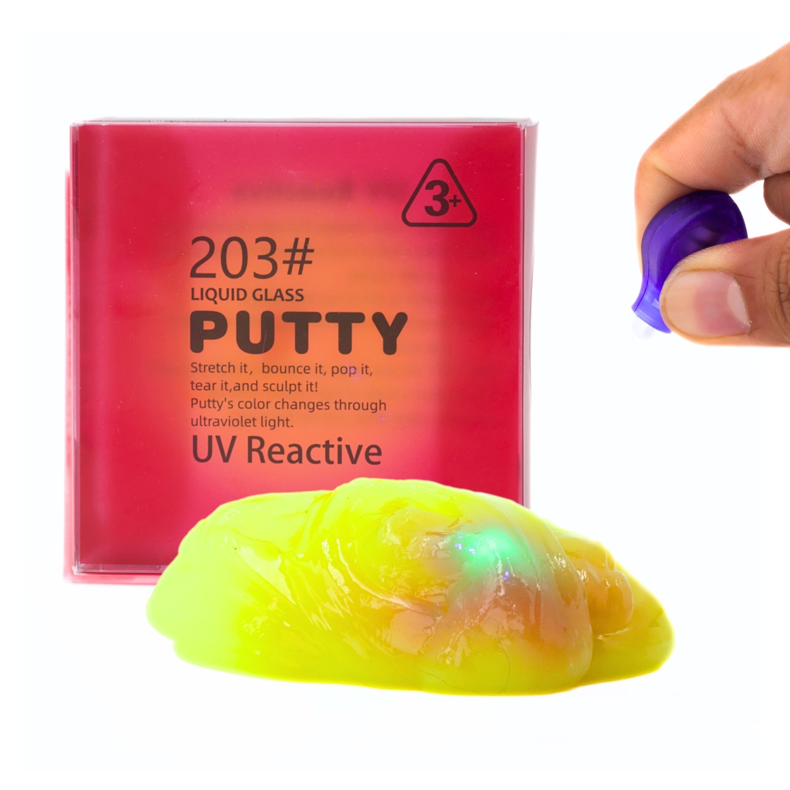 UV Reactive Liquid Glass Putty 203# – Color Changing Stretch Bounce Sensory Toy