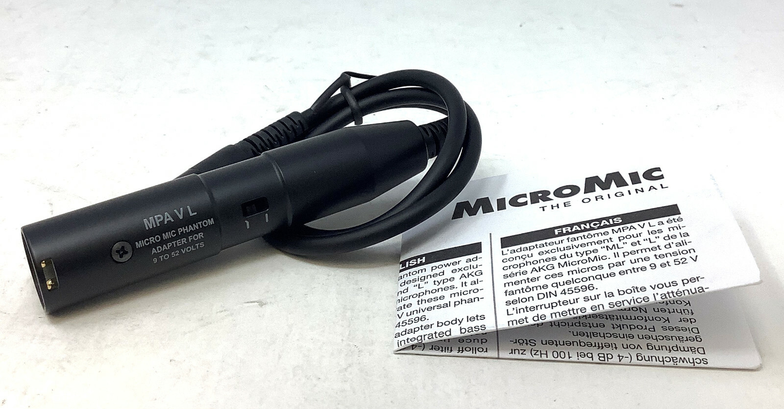 AKG MPA V L Phantom Power Adapter Cable w/ XLR Connector 3170H00020 for MicroMic
