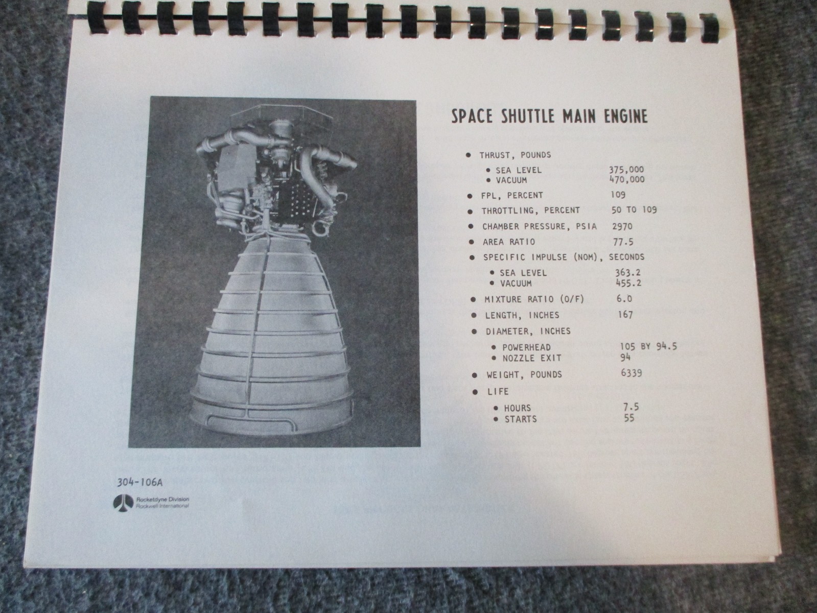 NASA/ROCKETDYNE SPACE SHUTTLE MAIN ENGINE "SSME" DESIGN FEATURES 1975 BOOK