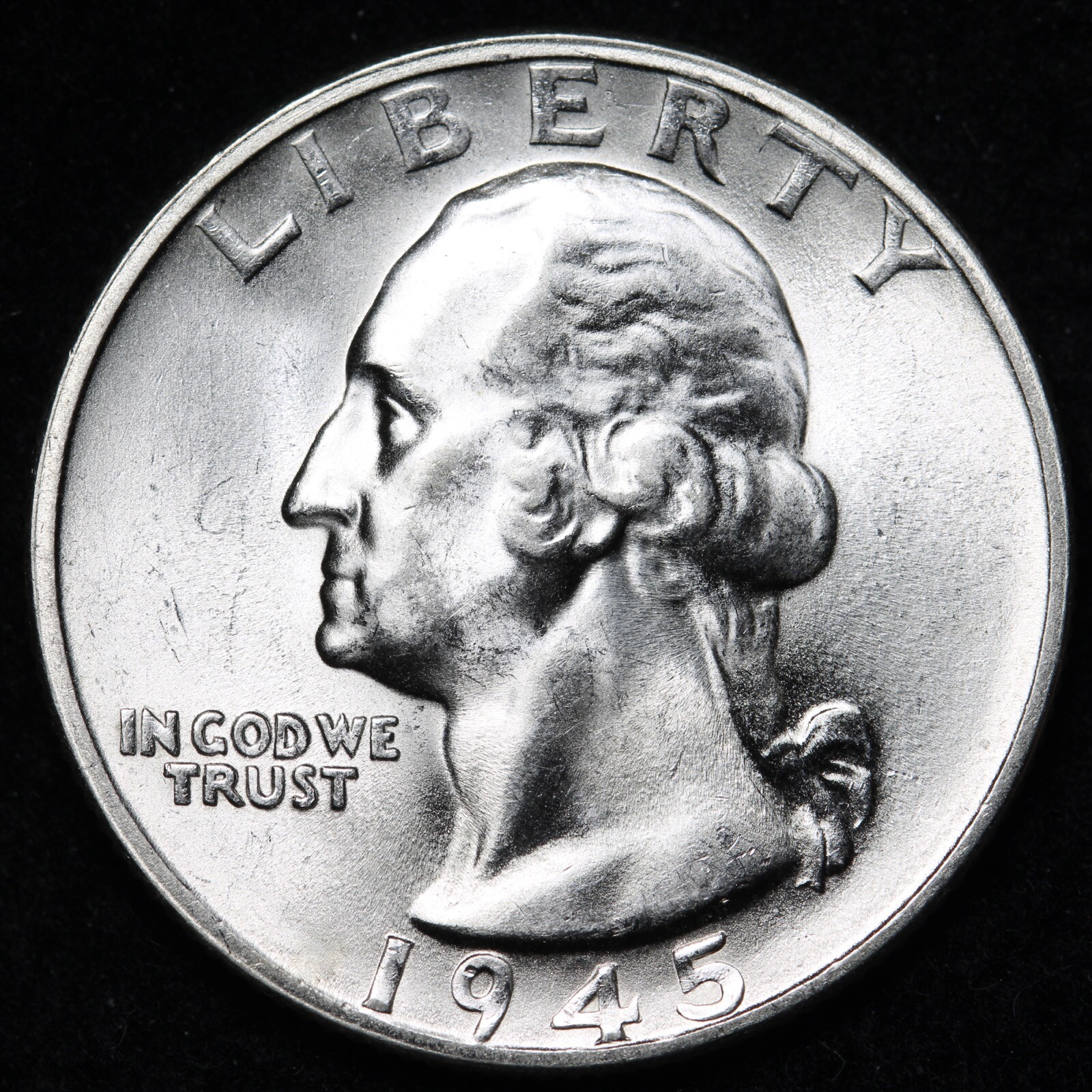 BU 1945-S Washington Silver Quarter UNCIRCULATED UNC MS