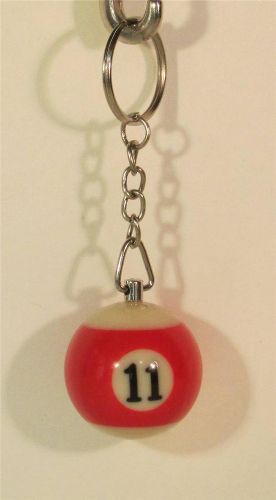 1 Inch Number 11 ELEVEN Mini Billiard Snooker POOL BALL Key Chain NEW