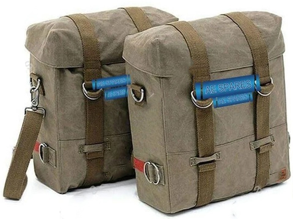 Military Green Pannier Bags Canvas For Royal Enfield New Classic Reborn 350 NEW