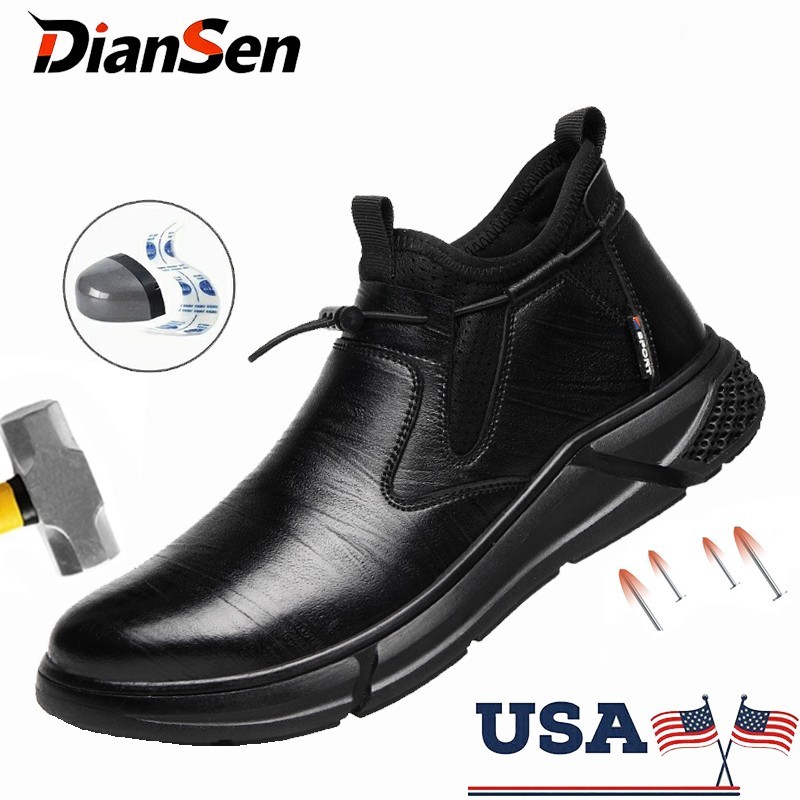 Indestructible Work Shoes Steel Toe Work Boots Waterproof Leather Shoes Size8-12