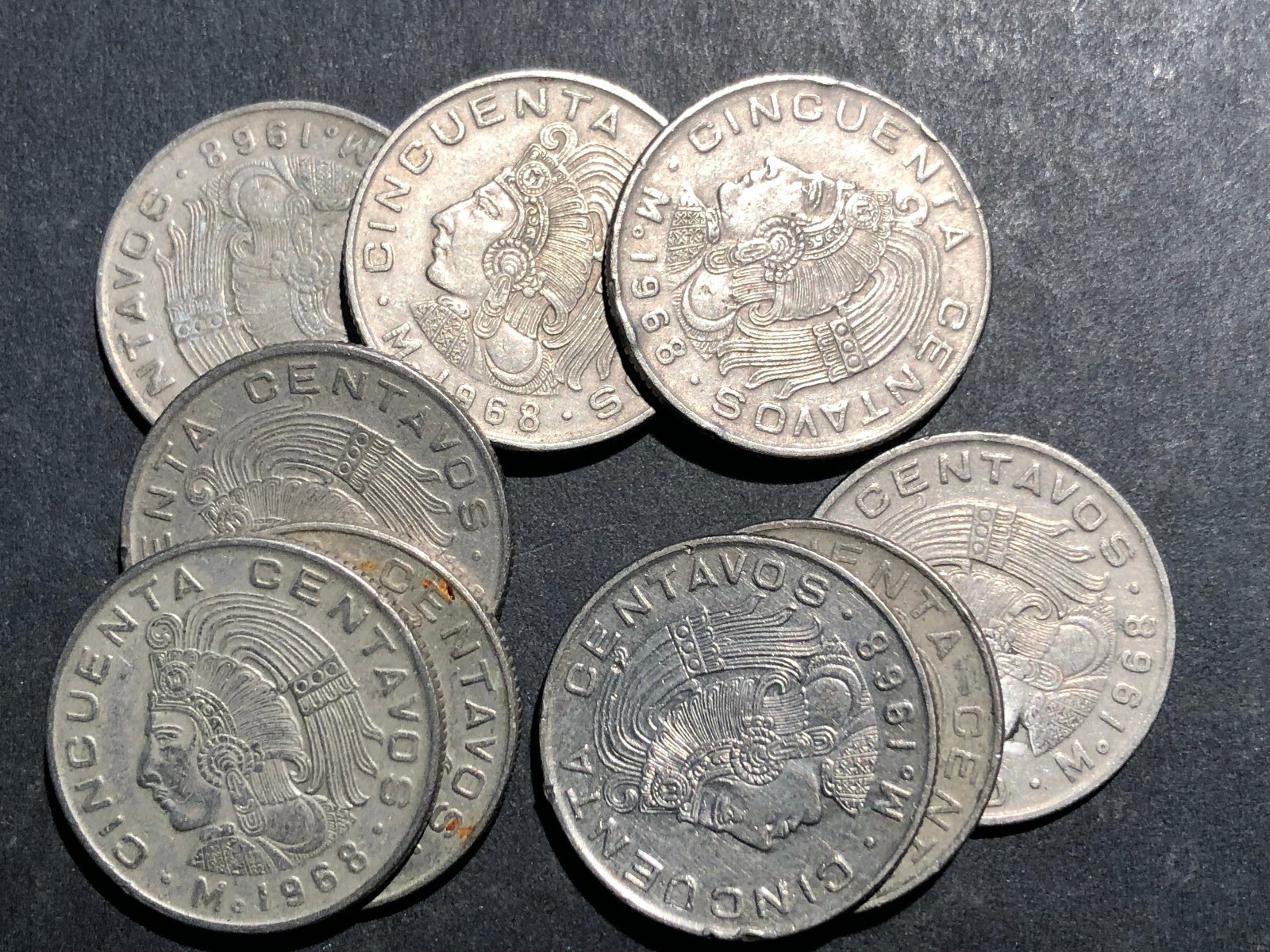 1968 Mexico 50 Centavos Copper-Nickel Coin - 1 Randomly Selected Coin - VF+