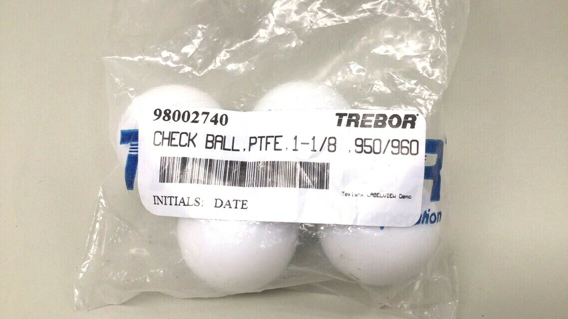 Trebor 98002740 Check Ball PTFE 1-1/8 950/960 Package of 4 Check Balls